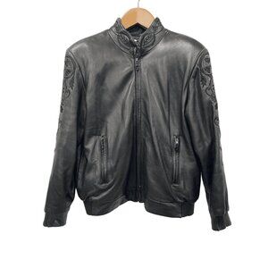 St. John Coat Collection by Marie Gray Black Bomber Jacket Embroidery Sleeves Si